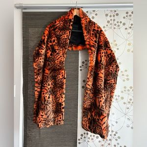 Tiger Print Faux Fur Scarf